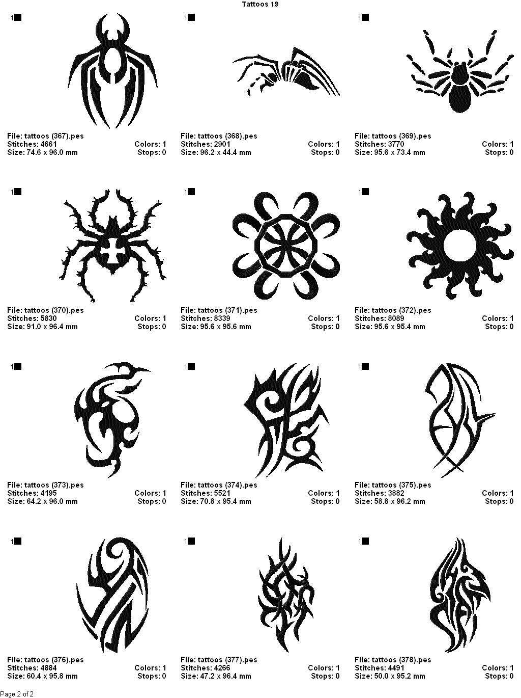 THERE ARE 24 BEAUTIFUL ALL ORIGINAL MACHINE EMBROIDERY TATTOO ABSTRACT