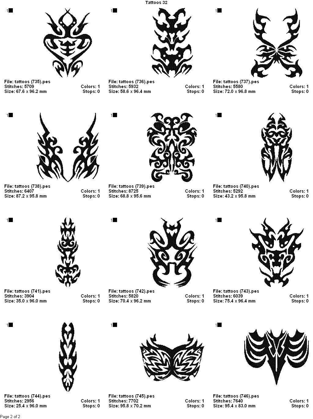 THERE ARE 24 BEAUTIFUL ALL ORIGINAL MACHINE EMBROIDERY TATTOO ABSTRACT