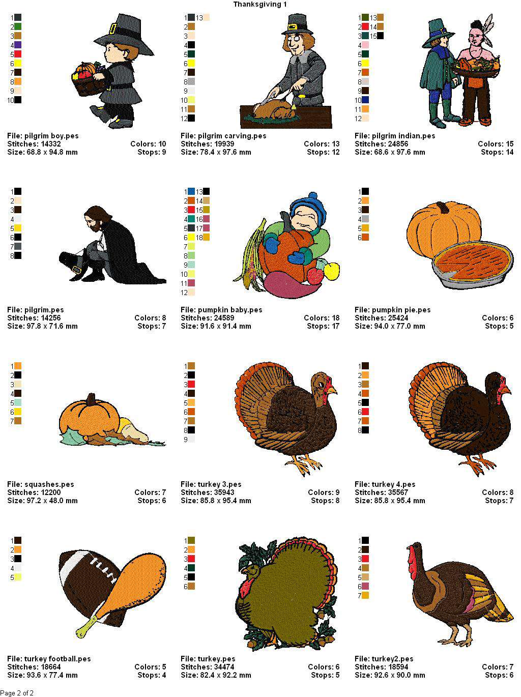 Linaria Dalmatica Designs  THANKSGIVING VOL. 1  4x4" HOOP SIZE